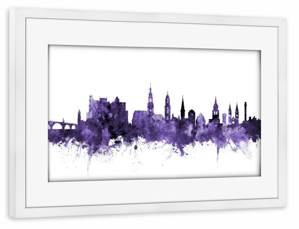 Poster mit Rahmen weiß "Heidelberg Germany Skyline 3" artboxONE - Städte,Reise,Ultraviolet,Städte / Weitere