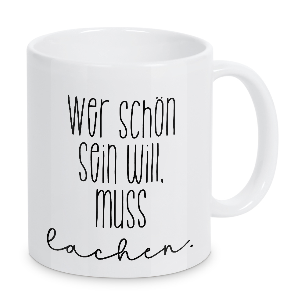 Tasse "Schön lachen" artboxONE - Typografie,Schwarzweiß,Für Mama