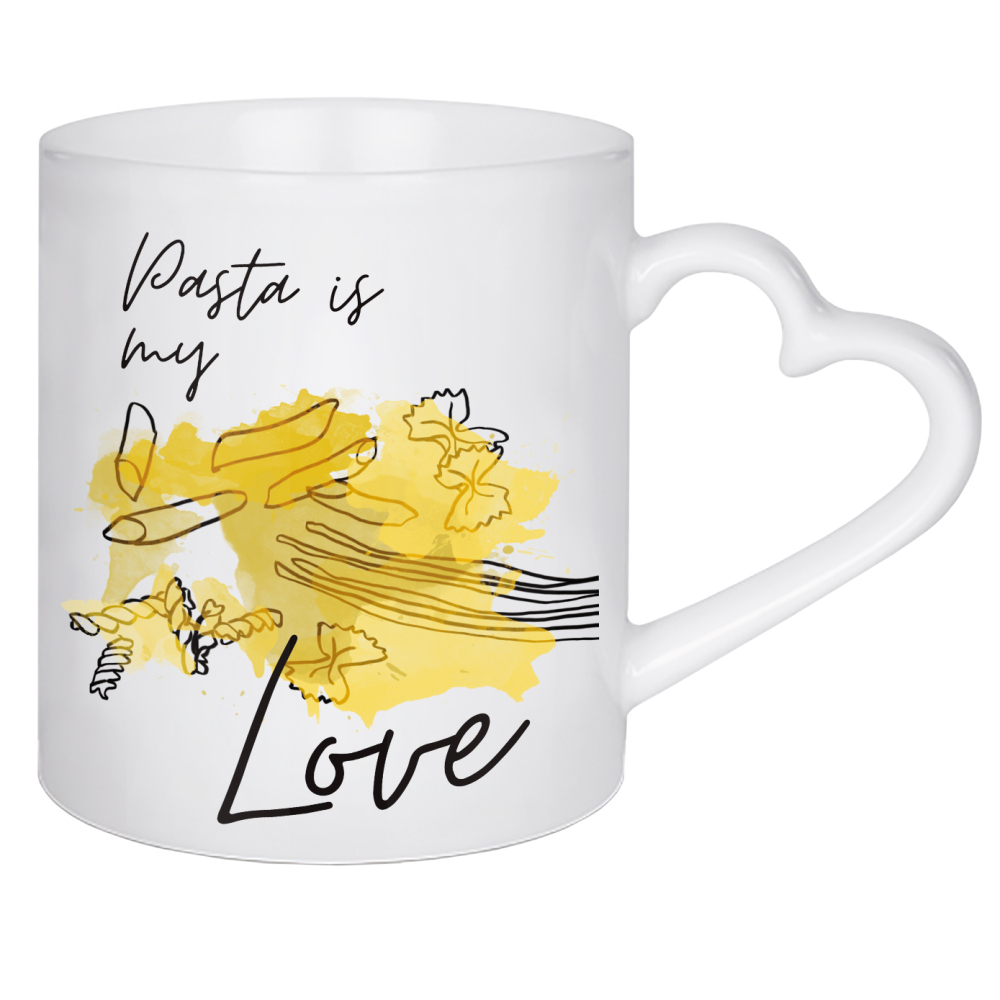 Herztasse "Pasta-Liebe" artboxONE - Essen & Trinken - Pasta,Liebe,Kochen,Kochen,Italienisches essen,Spaghetti,Küche,Nudeln,Aquarell,Illustration