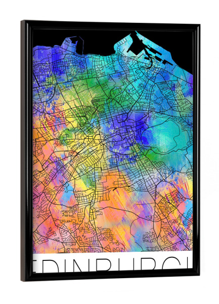 Poster mit schwarzem Rahmen "Retro Map Edinburgh" artboxONE - Städte,Städte / Weitere,Kartografie