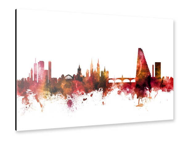 Alu-Dibond "Basel Switzerland Skyline Red" 30x20 cm artboxONE
