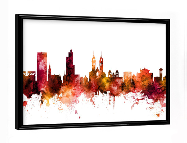 Poster mit schwarzem Rahmen "Winterthur Skyline Red" artboxONE - Städte,Reise