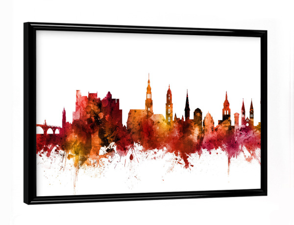 Poster mit schwarzem Rahmen "Heidelberg Germany Skyline Red" artboxONE - Städte,Reise,Städte / Weitere