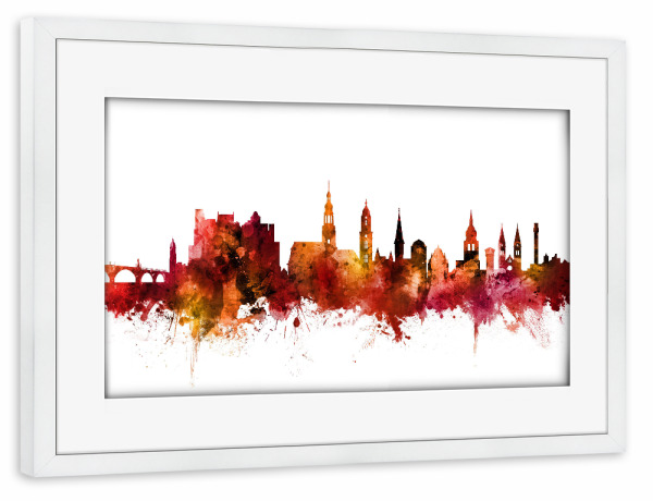 Poster mit Rahmen weiß "Heidelberg Germany Skyline Red" artboxONE - Städte,Reise,Städte / Weitere