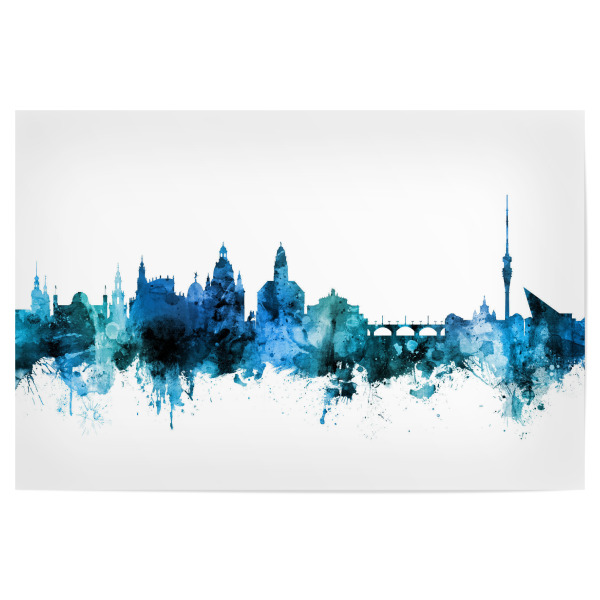 Poster "Dresden Germany Skyline Blue" artboxONE - Städte,Reise,Städte / Dresden