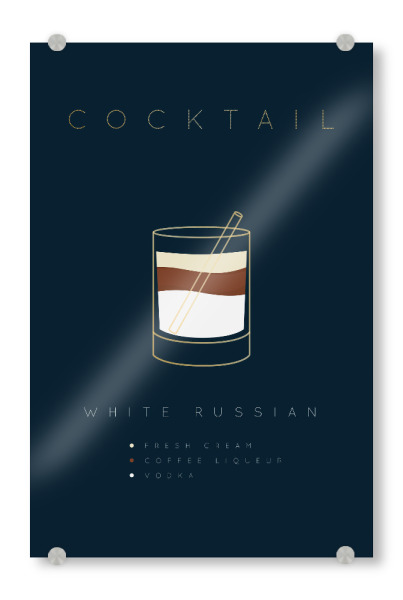Acrylglasbild "White Russian cocktail flat blue" artboxONE - Essen & Trinken,Essen & Trinken / Alkohol
