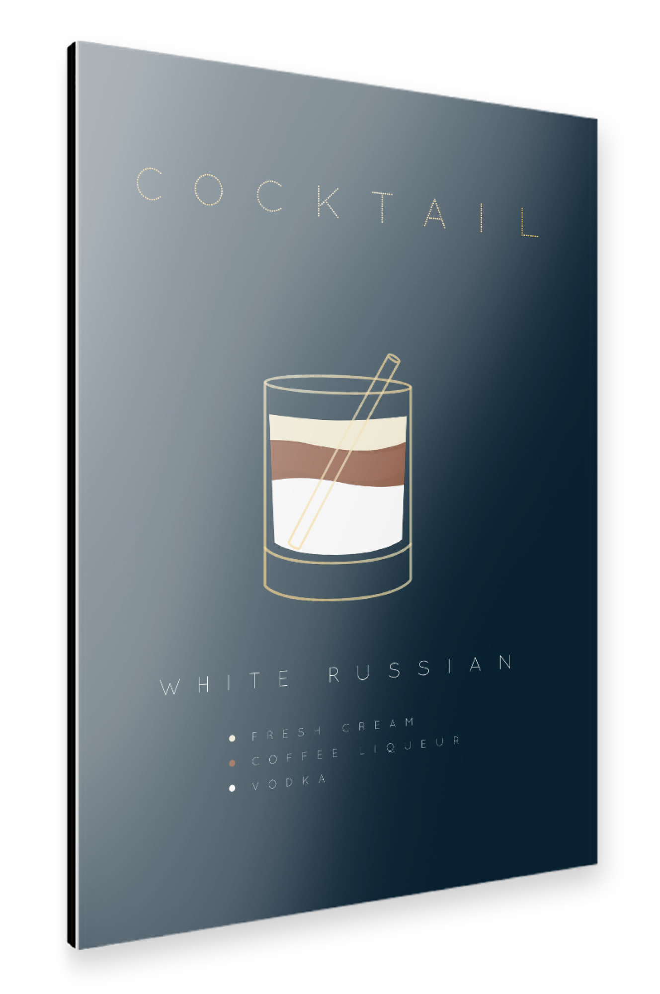 Alu-Dibond "White Russian cocktail flat blue" 75x50 cm artboxONE