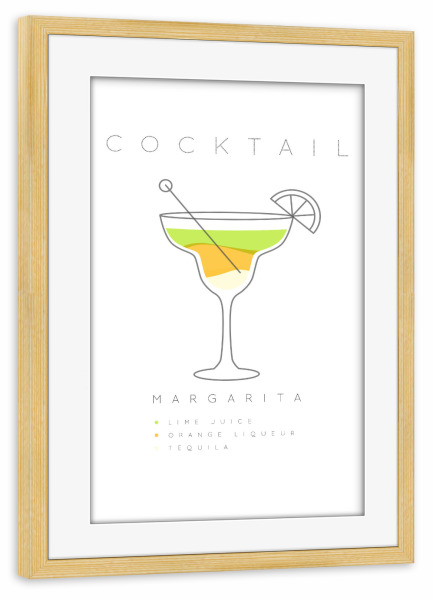 Poster mit Rahmen kiefer "Margarita cocktail flat" artboxONE - Essen & Trinken,Essen & Trinken / Alkohol