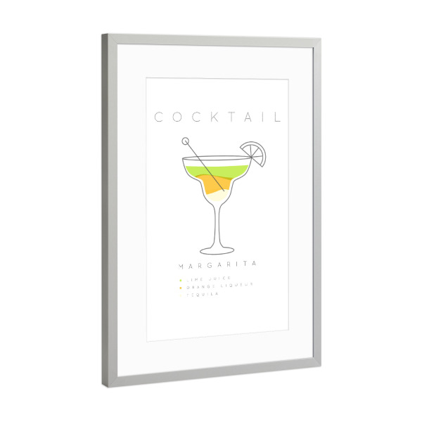 Poster mit Rahmen Silber "Margarita cocktail flat" artboxONE - Essen & Trinken,Essen & Trinken / Alkohol