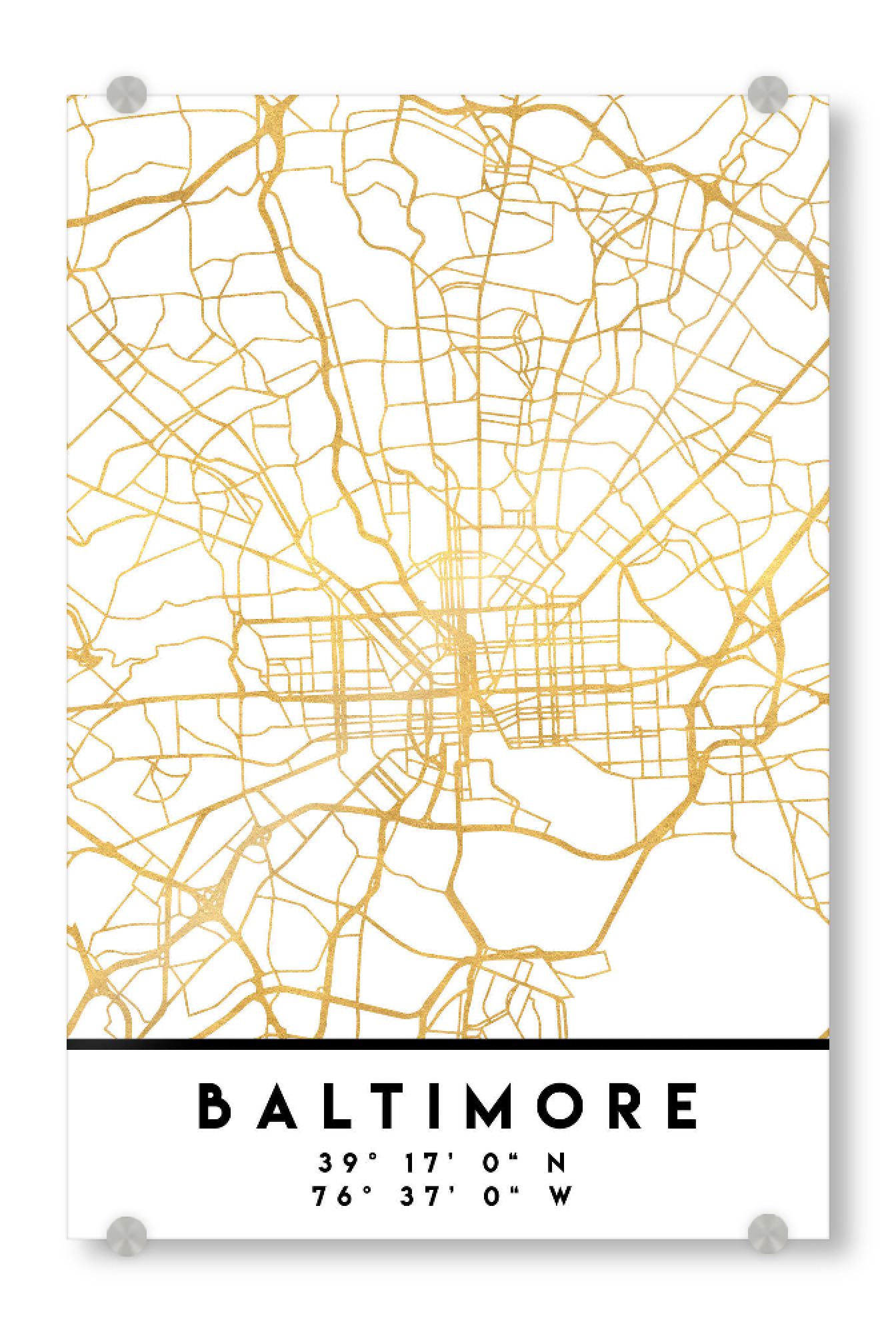 Acrylglasbild "BALTIMORE MARYLAND STREET MAP ART" artboxONE - Städte,Reise,Kartografie