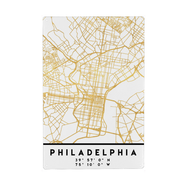 Holzbild "PHILADELPHIA PENNSYLVANIA MAP ART" artboxONE - Städte,Reise,Kartografie