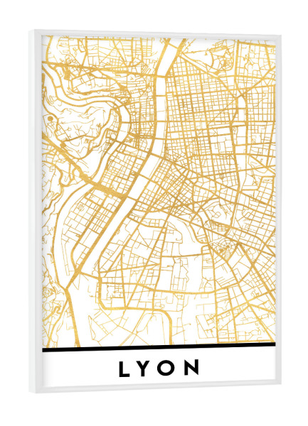 Poster mit weißem Rahmen "LYON FRANCE STREET MAP ART" artboxONE - Städte,Reise,Kartografie