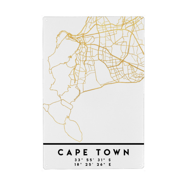 Metall Poster "CAPE TOWN SOUTH AFRICA STREET MAP" artboxONE - Städte,Reise,Kartografie