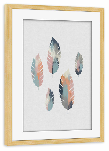 Poster mit Rahmen kiefer "Brushed Leaves" artboxONE - Natur,Floral