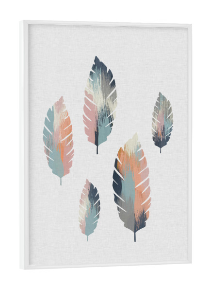 Poster mit weißem Rahmen "Brushed Leaves" artboxONE - Natur,Floral