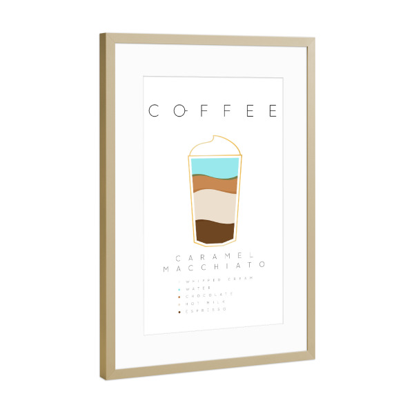 Poster mit Rahmen Gold "Coffee caramel macchiato white" artboxONE - Essen & Trinken