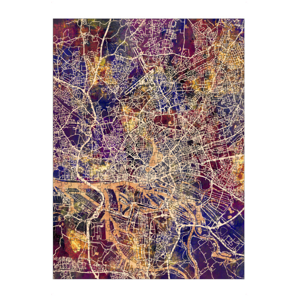 artboxONE Puzzle "Hamburg Germany City Map purple" artboxONE - Städte / Hamburg,Reise,Kartografie