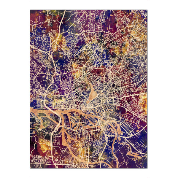 Puzzle Ravensburger "Hamburg Germany City Map purple" artboxONE - Städte / Hamburg,Reise,Kartografie