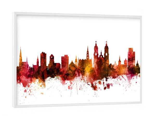 Poster mit weißem Rahmen "St Gallen Skyline Red" artboxONE - Städte,Reise