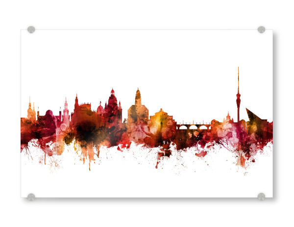 Acrylglasbild "Dresden Germany Skyline Red" artboxONE - Städte,Reise,Städte / Dresden