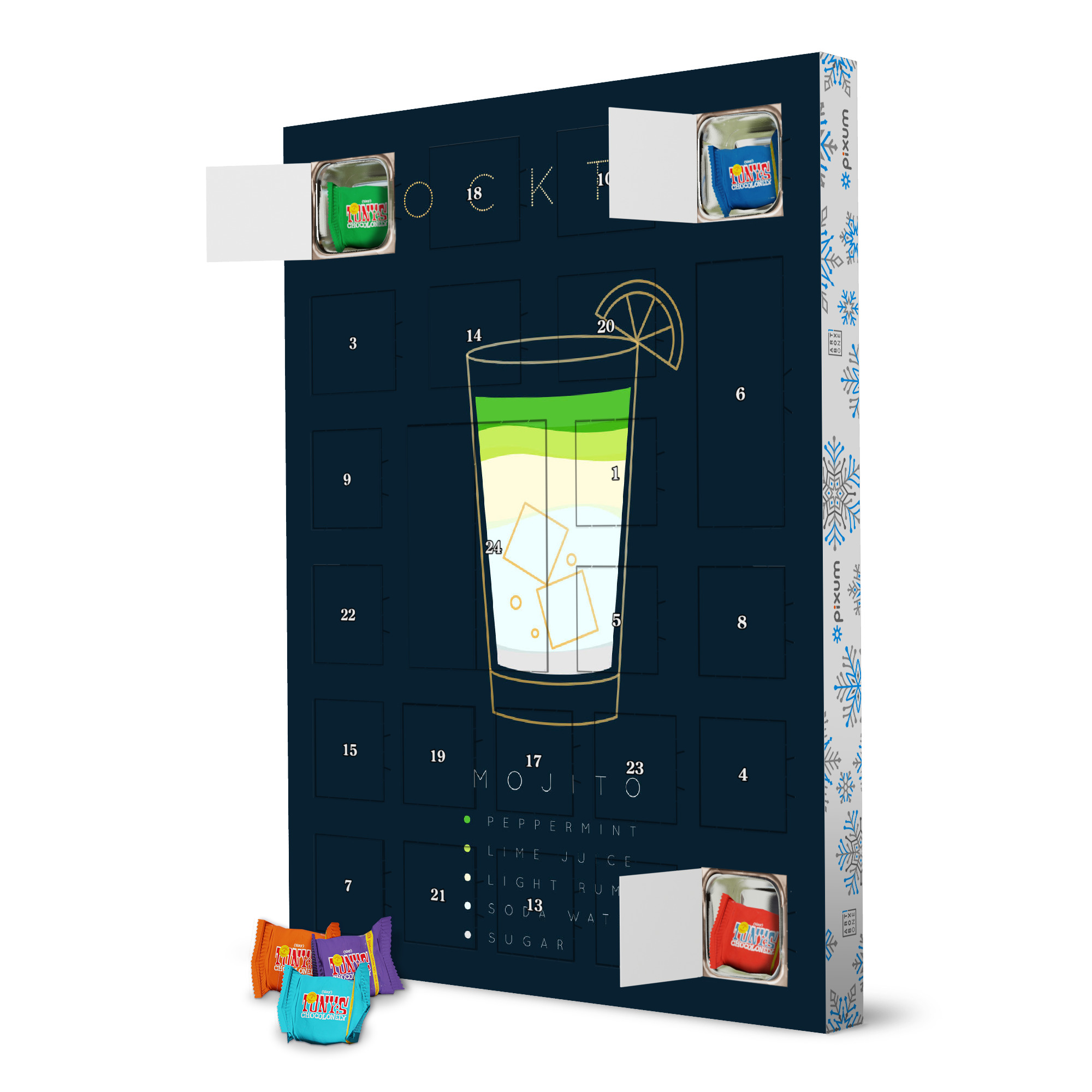 Adventskalender mit Tony's Chocolonely Mojito cocktail flat blue artboxONE Adventskalender Essen & Trinken