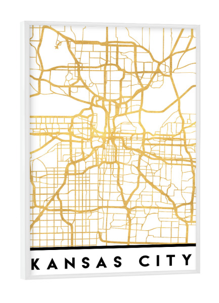 Poster mit weißem Rahmen "KANSAS CITY MISSOURI STRET MAP ART" artboxONE - Städte,Reise,Kartografie