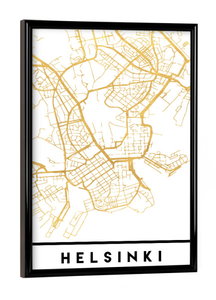 Poster mit schwarzem Rahmen "HELSINKI FINLAND STREET MAP ART" artboxONE - Städte,Reise,Kartografie