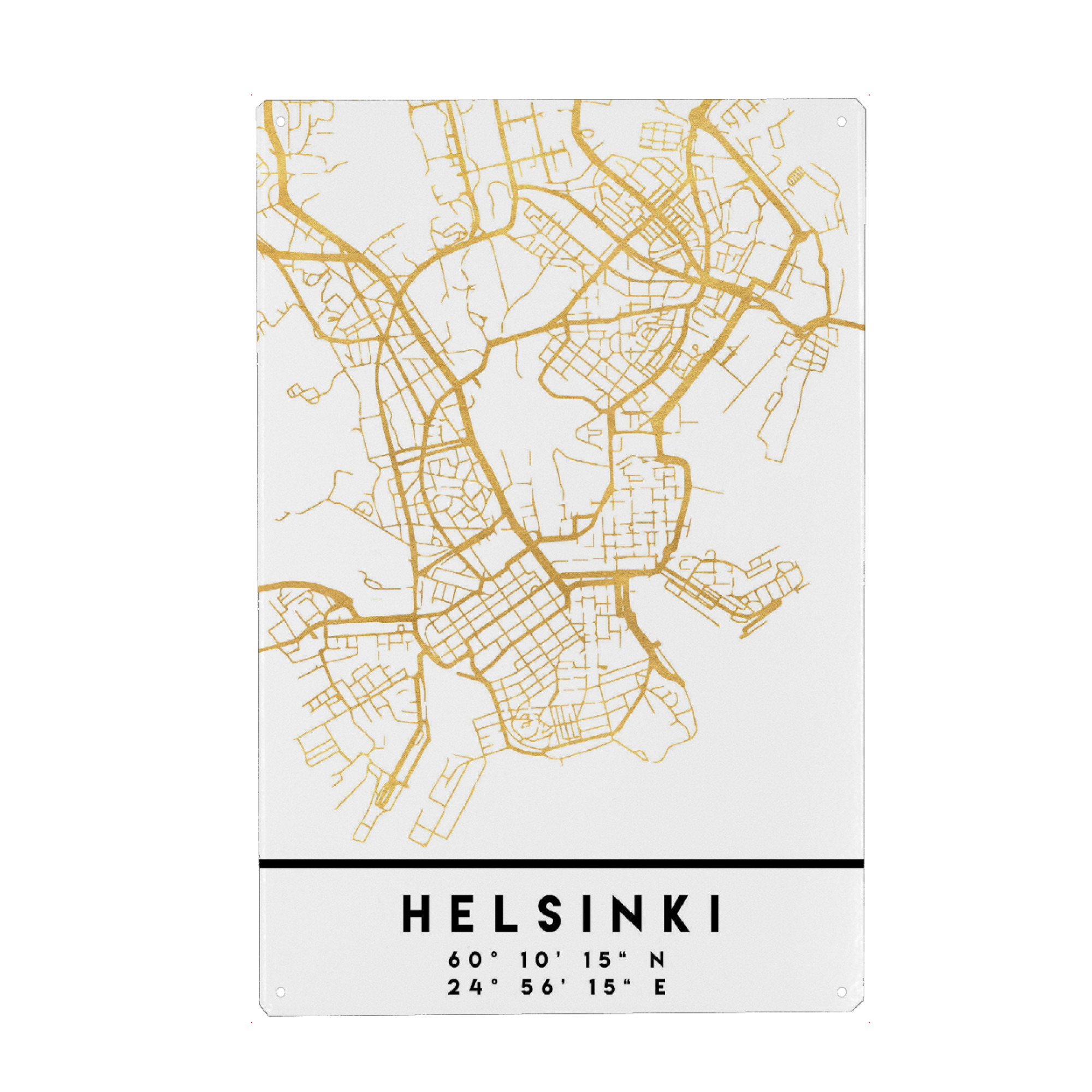 Metall Poster "HELSINKI FINLAND STREET MAP ART" artboxONE - Städte,Reise,Kartografie