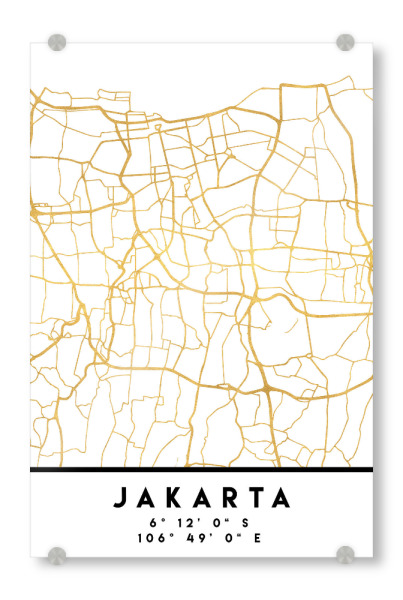 Acrylglasbild "JAKARTA INDONESIA STREET MAP ART" artboxONE - Städte,Reise,Kartografie