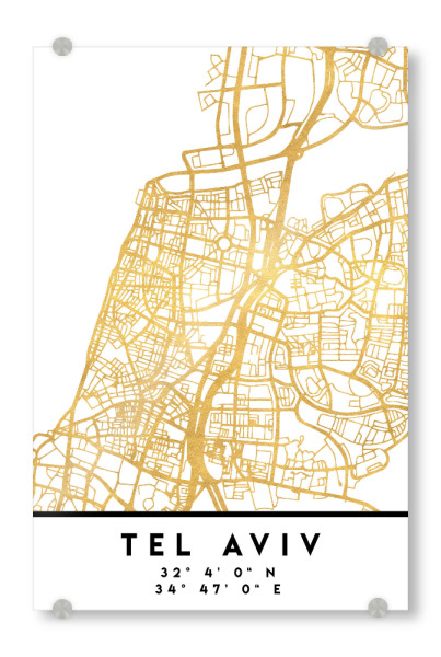 Acrylglasbild "TEL AVIV ISRAEL STREET MAP ART" artboxONE - Städte,Reise,Kartografie