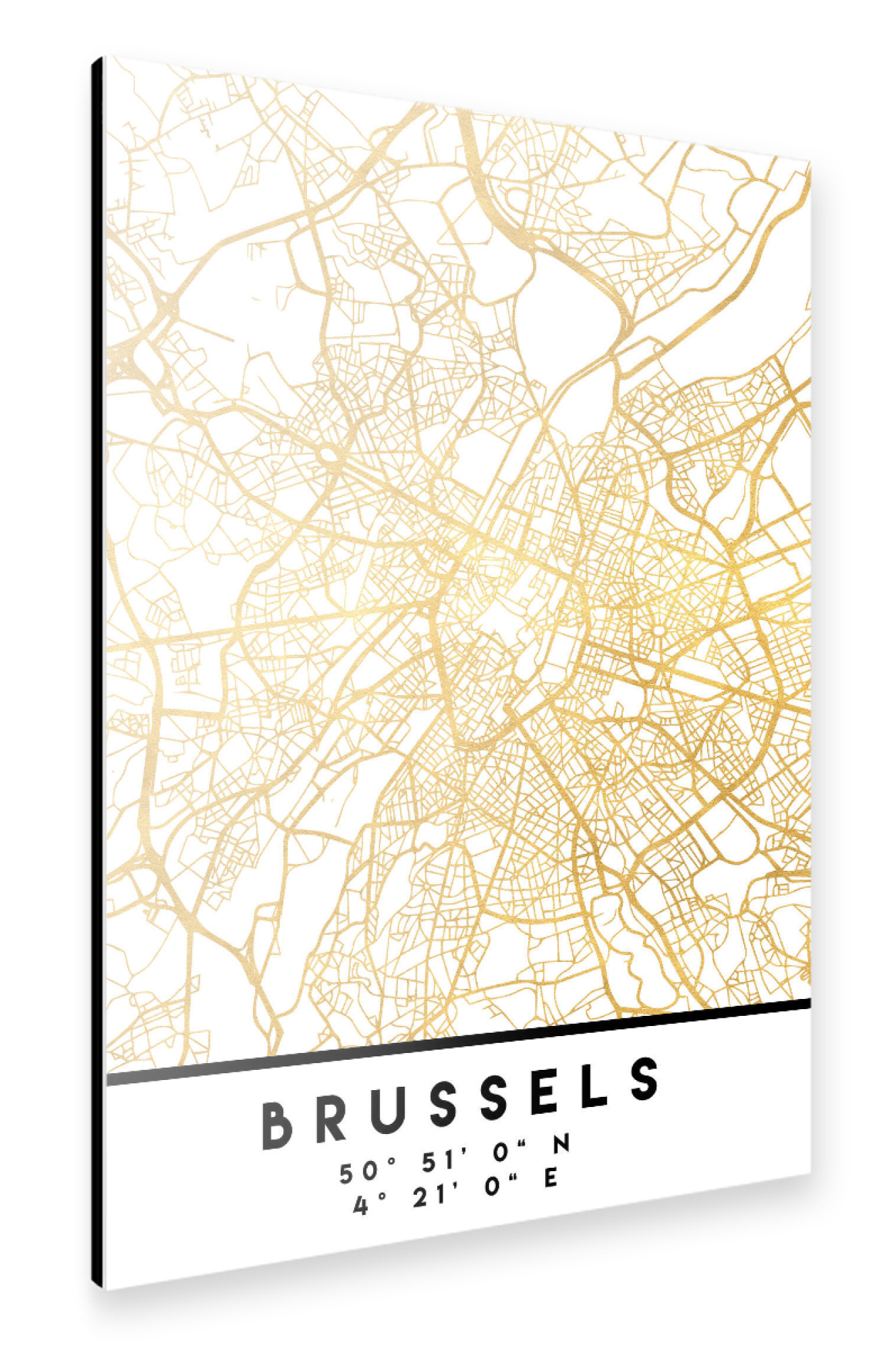Alu-Dibond "BRUSSELS BELGIUM STREET MAP ART" 75x50 cm artboxONE