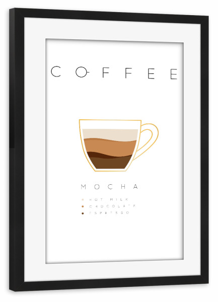Poster mit Rahmen schwarz "Coffee mocha white" artboxONE - Essen & Trinken - Coffee,Mocha,Flat,Design,Morning,Espresso,Cafe
