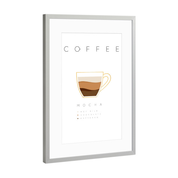Poster mit Rahmen Silber "Coffee mocha white" artboxONE - Essen & Trinken - Coffee,Mocha,Flat,Design,Morning,Espresso,Cafe