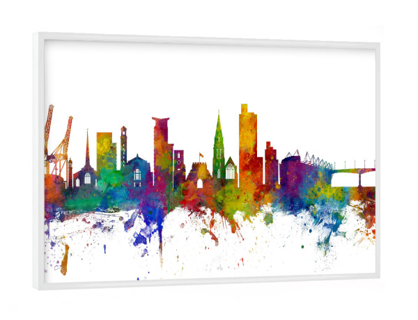 Poster mit weißem Rahmen "Southampton England Skyline colour" artboxONE - Städte,Reise