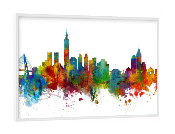 Poster mit weißem Rahmen "Taipei Taiwan Skyline colour" artboxONE - Städte,Reise