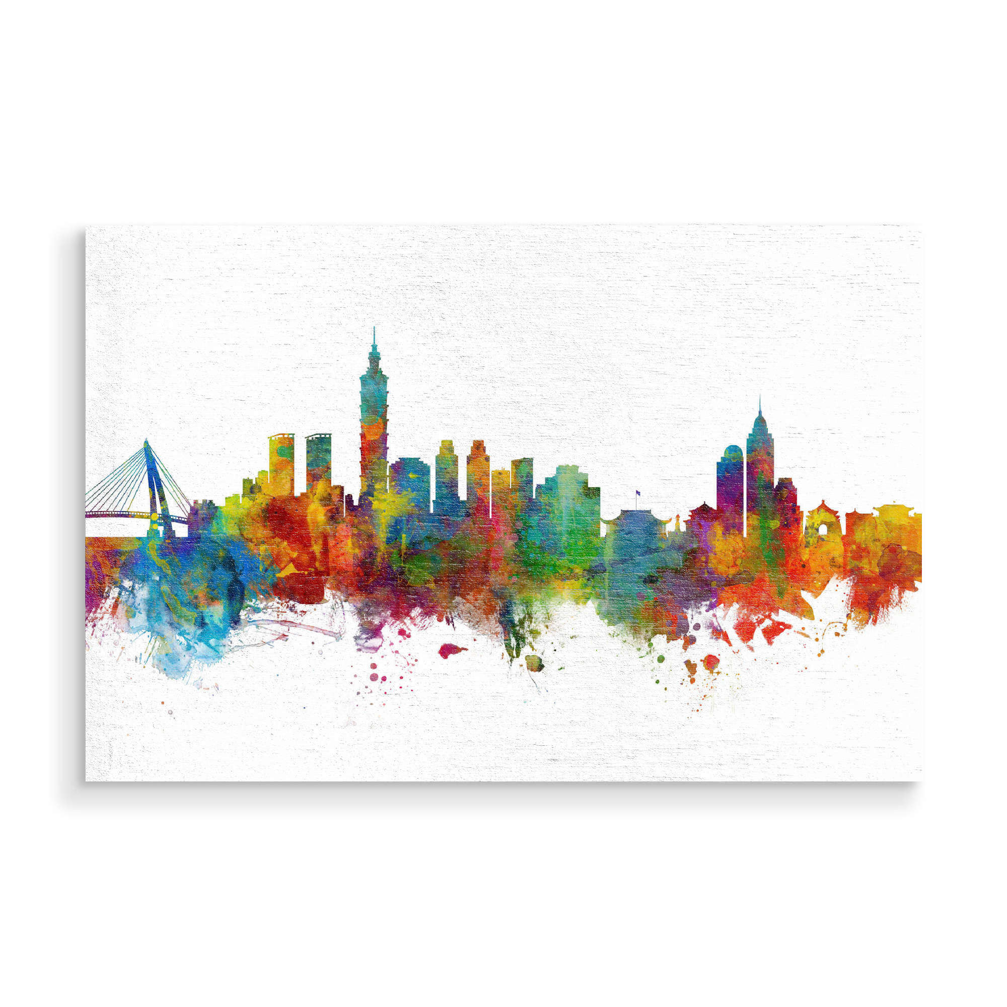 Holzbild "Taipei Taiwan Skyline colour" artboxONE - Städte,Reise
