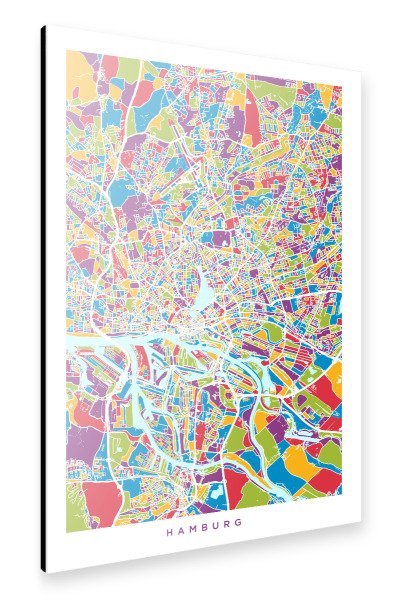 Alu-Dibond "Hamburg Germany City Map colours" 30x20 cm artboxONE