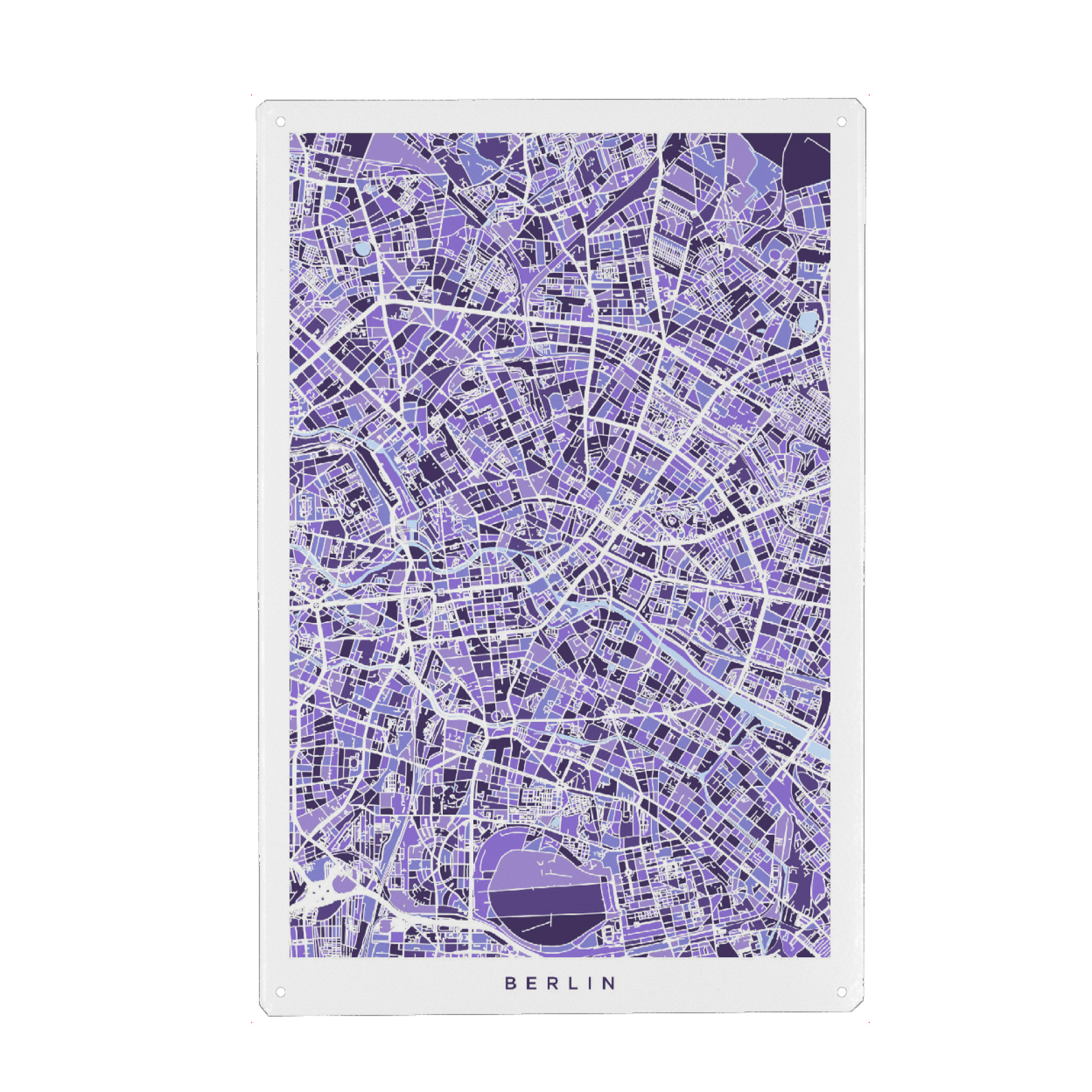 Metall Poster "Berlin Germany City Map purple" artboxONE - Städte / Berlin,Reise,Ultraviolet,Kartografie