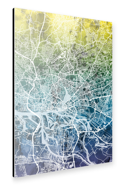 Alu-Dibond "Hamburg Germany City Map green" 30x20 cm artboxONE