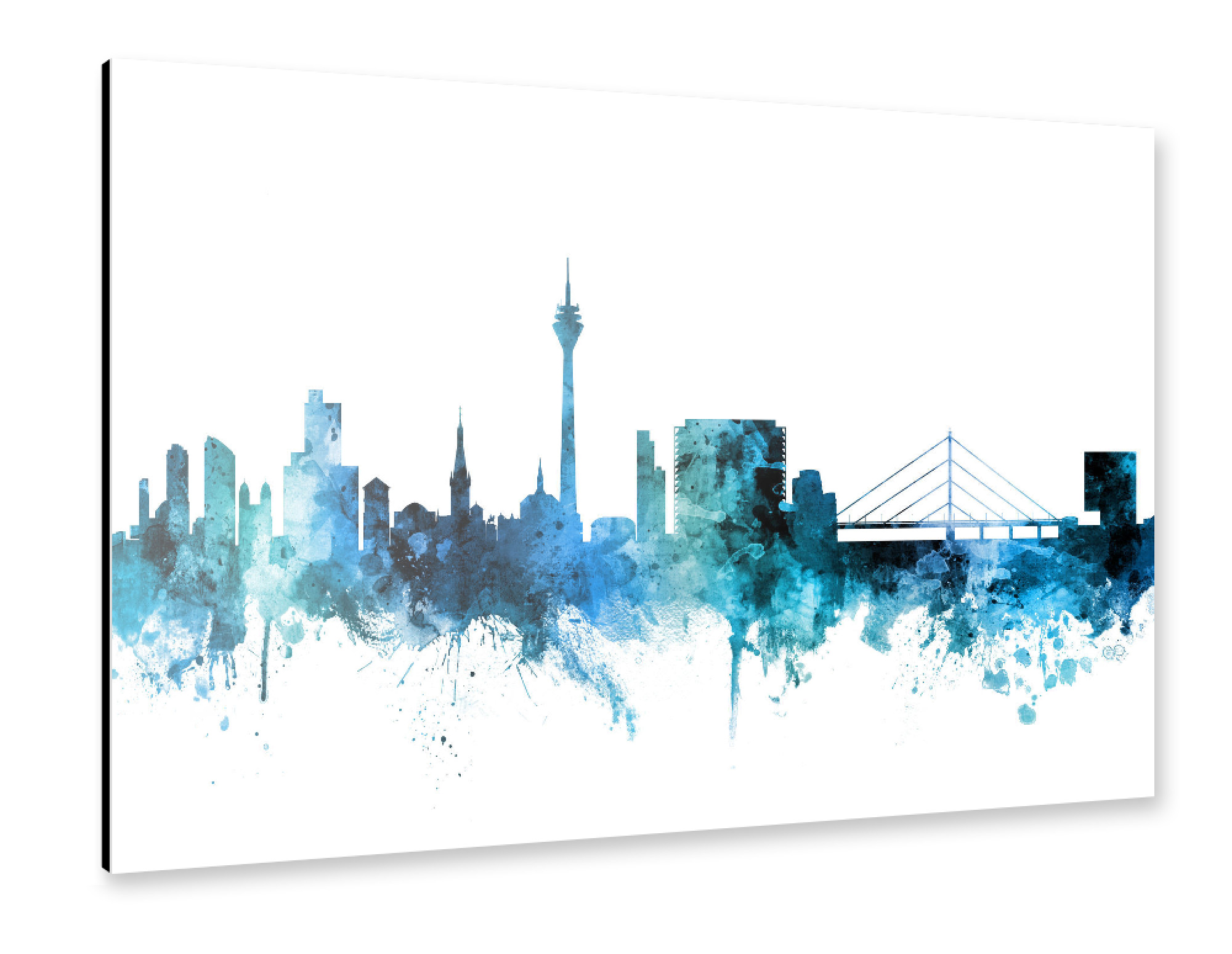 Alu-Dibond "Düsseldorf Germany Skyline Blue" 75x50 cm artboxONE