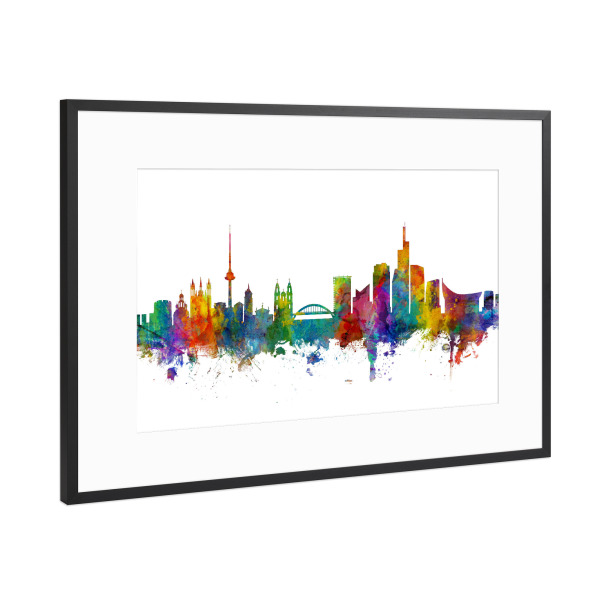 Poster mit Rahmen Schwarz (Metallic) "Vilnius Lithuania Skyline colours" artboxONE - Städte,Reise