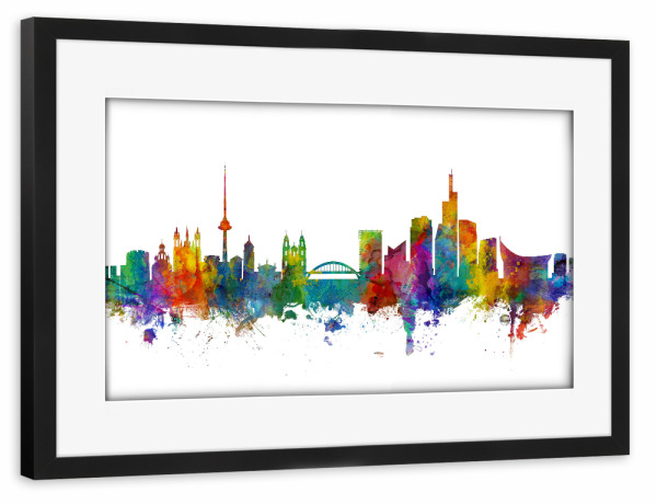 Poster mit Rahmen schwarz "Vilnius Lithuania Skyline colours" artboxONE - Städte,Reise