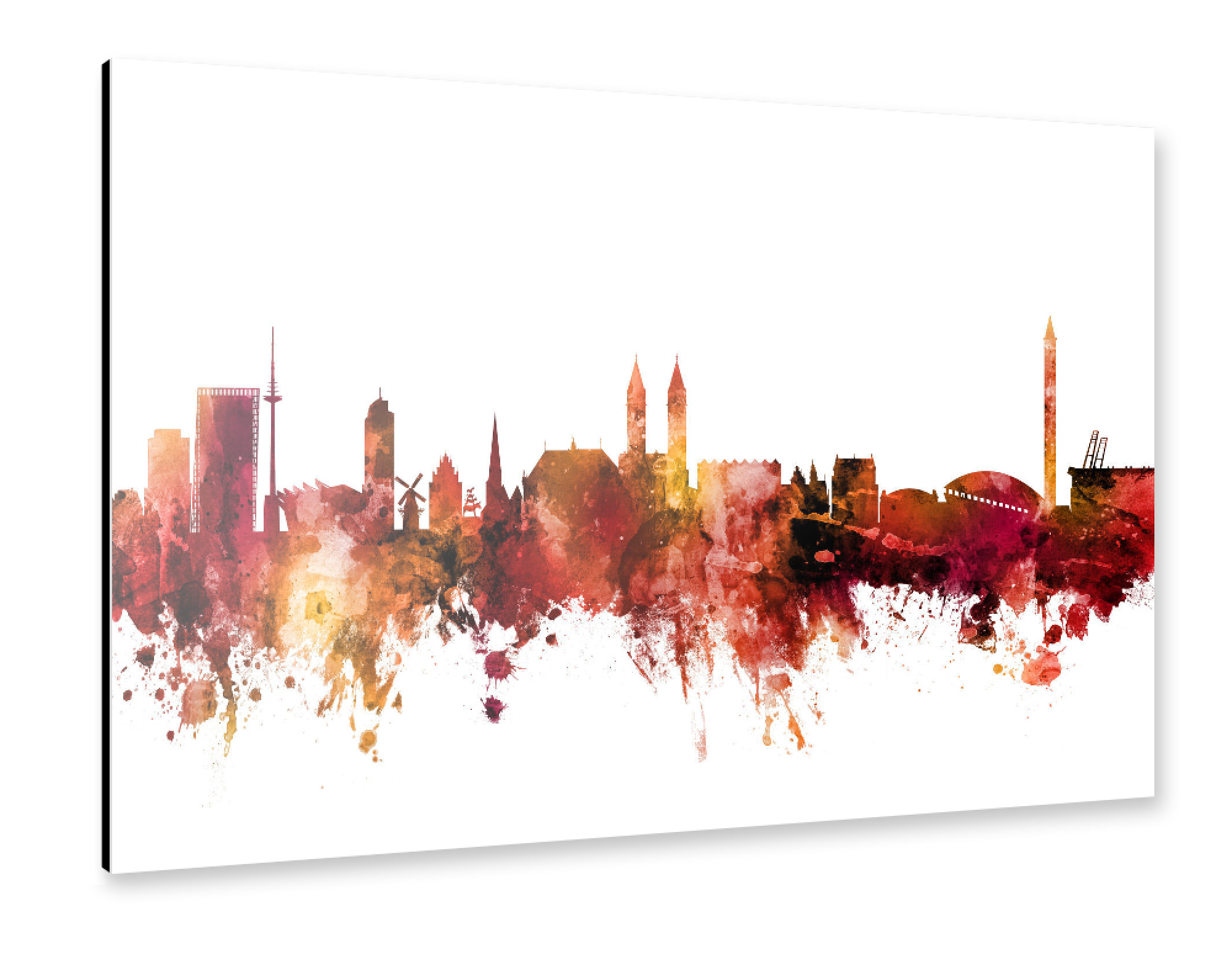 Alu-Dibond "Bremen Germany Skyline Red" 30x20 cm artboxONE
