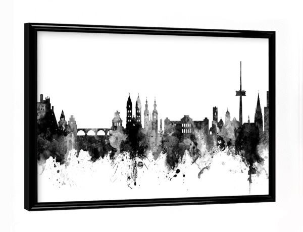 Poster mit schwarzem Rahmen "Koblenz Germany Skyline BW" artboxONE - Städte,Reise,Schwarzweiß,Städte / Weitere