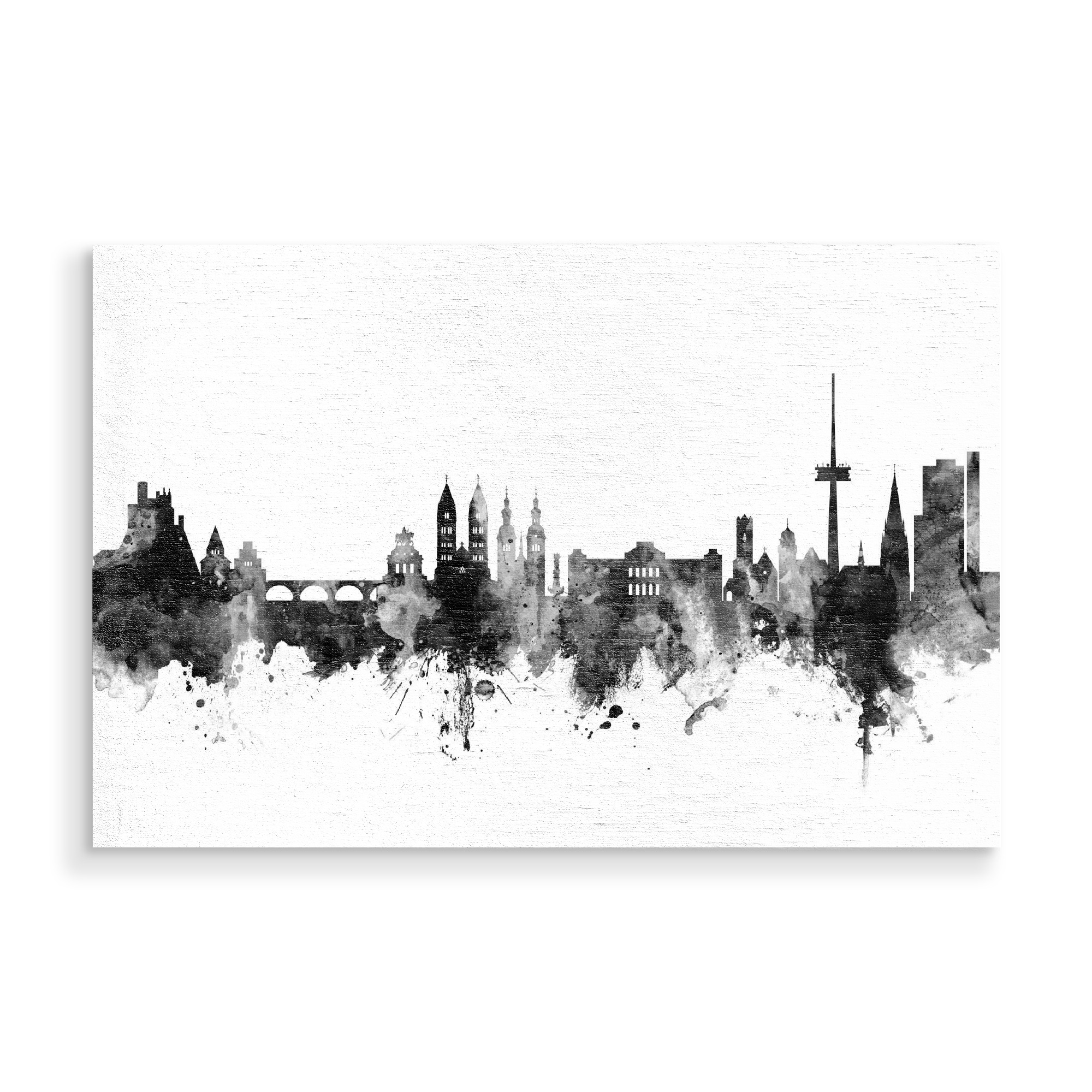 Holzbild "Koblenz Germany Skyline BW" artboxONE - Städte,Reise,Schwarzweiß,Städte / Weitere