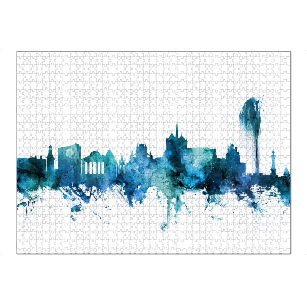 Puzzle Ravensburger "Geneva Switzerland Skyline Blue" artboxONE - Städte,Reise