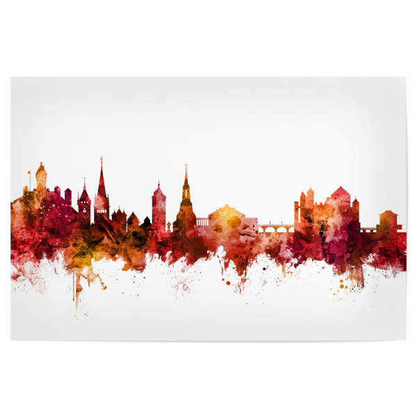 Poster "Schaffhausen Skyline red" artboxONE - Städte,Reise