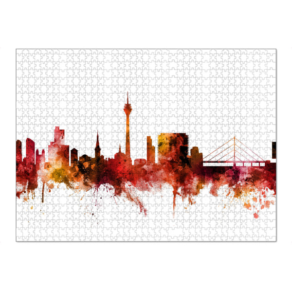 Puzzle Ravensburger "Düsseldorf Germany Skyline red" artboxONE - Städte,Reise,Städte / Düsseldorf