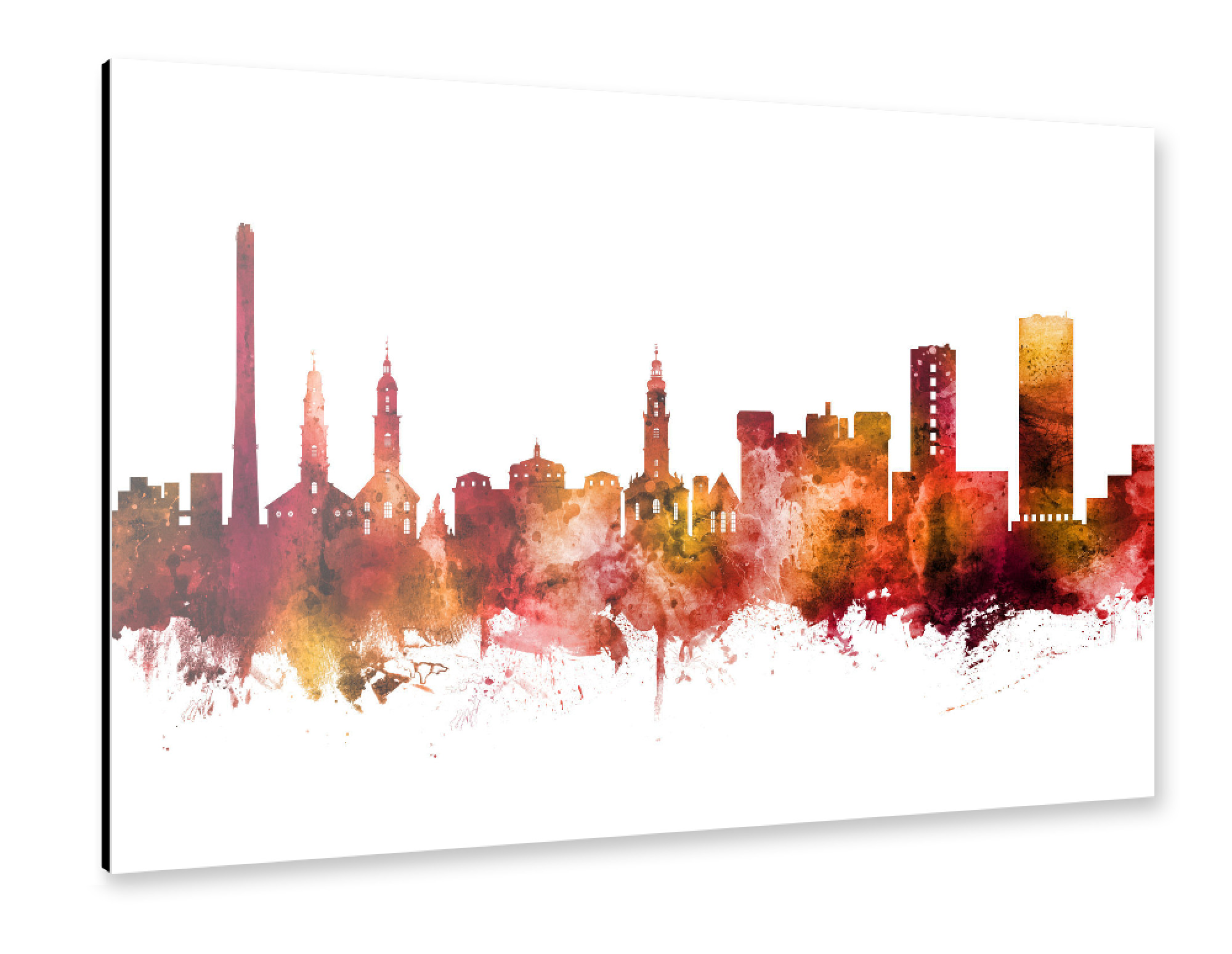 Alu-Dibond "Erlangen Germany Skyline Red" 75x50 cm artboxONE