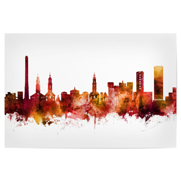Poster "Erlangen Germany Skyline Red" artboxONE - Städte,Reise,Städte / Weitere